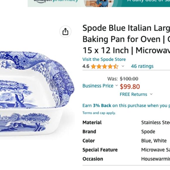 Spode Blue Italian large  Lasagne baking Dish - Picture 2 of 2